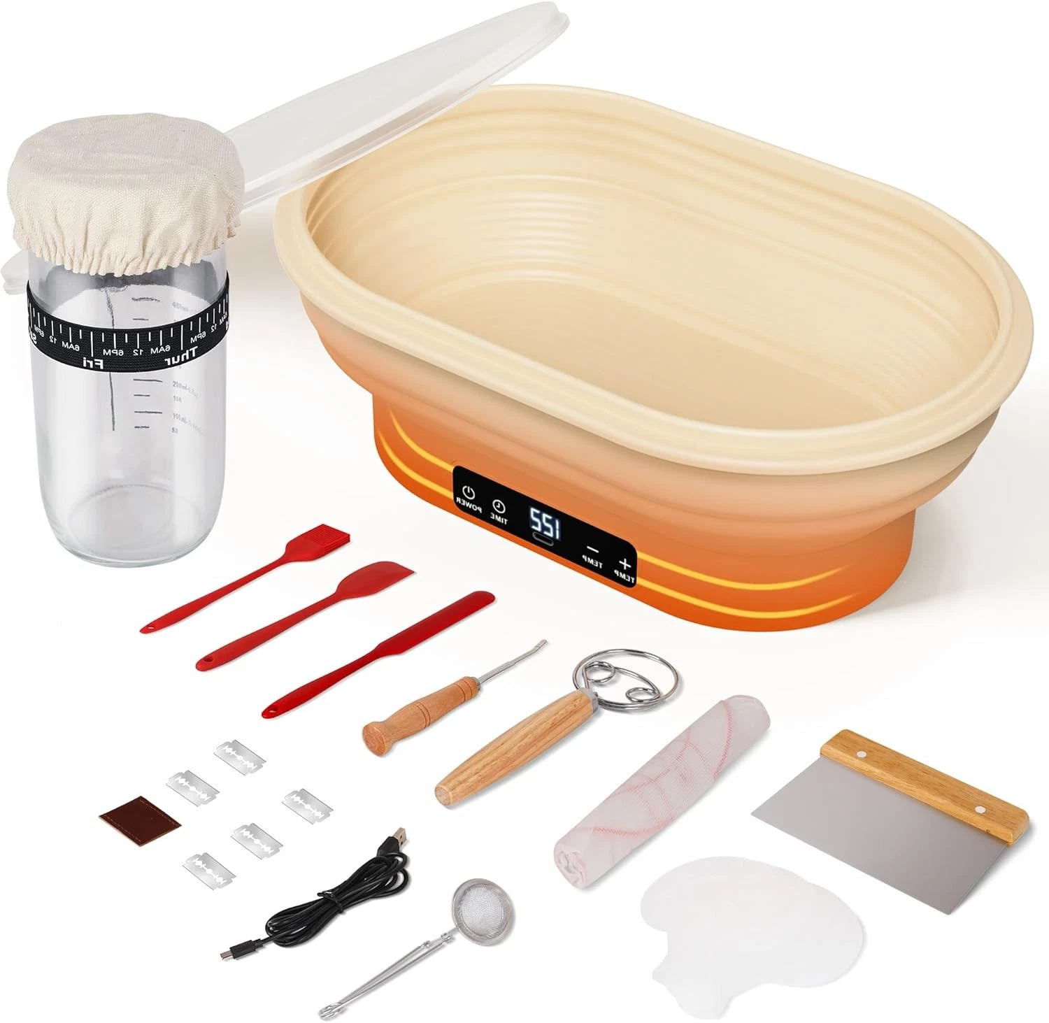 Sourdough Starter Kit 2L Oval Sourdough Bread Baking Supplies 6 Level 77-122°F