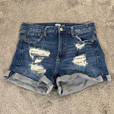 Old Navy Jean Shorts Womens 12 Blue Denim O.G. Short High Rise Distressed Cuffed