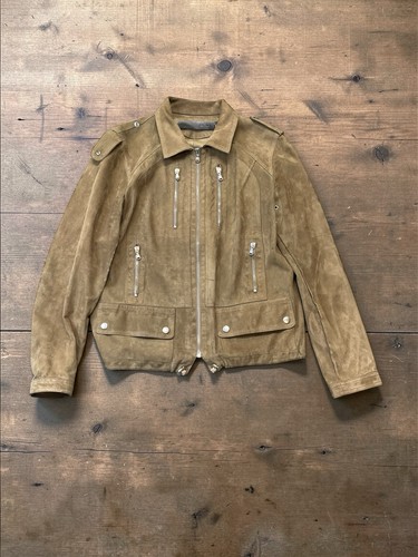 Barbara Bui Camel Goat Suede Leather Military Moto Jacket 42