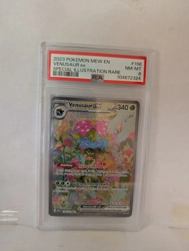 2023 POKEMON MEW EN-151 SPECIAL ILLUSTRATION RARE #198 VENUSAUR EX PSA 8
