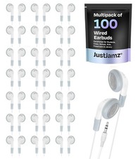 Bulk Earbuds 100 Pack   Basic White Wired Ear Buds for Classroom, Students, a...