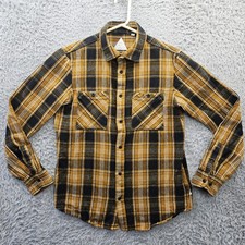 Altamont Flannel Shirt Men Medium Brown Orange Black Plaid Andrew Reynolds