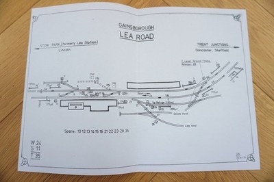 Gainsborough Lea Road Stand 1975 Stellwerk Eisenbahn Nachdruck Plan Diagramm 