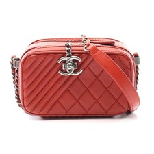 Chanel Coco Boy Leather Shoulder Bag Women Brown One Size