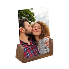 7x5 Inch Vertical Wooden Photo Frames with Base, Walnut Color
