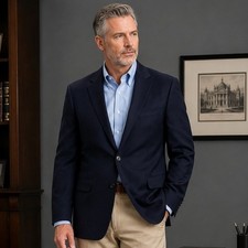Brooks Brothers Blazer Men 46 Regular Two Button Navy Blue Wool Classic Office