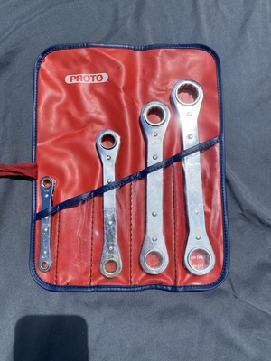 Lot Of 4 PROTO Double End Ratcheting Box Wrenches With Pouch 1/4 - 7/8 *Read*