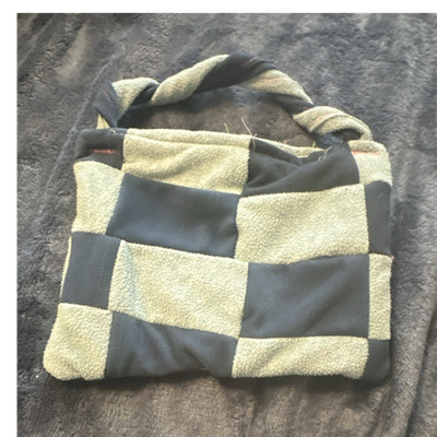 Patchwork Black Beige Shoulder Bag with Handle Pink Lining