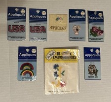 Lot of 8 Vtg Embroidered Sew-On Patches Appliques New Old Stock