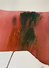 Abstract Mixed Media Ink Watercolor Painting on 9 X 12” Paper Contemporary