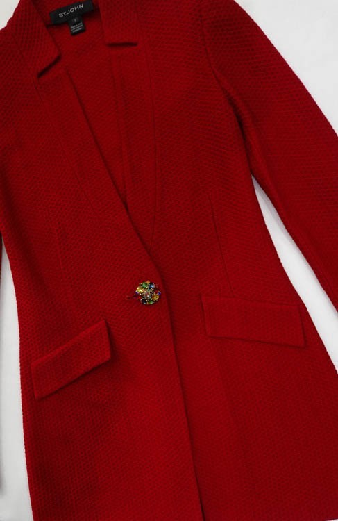 ST JOHN RED   rhinestone button Accent /honeycomb… - image 9