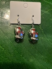 Silver Mitten Christmas Pierced Earrings Dangle 1"