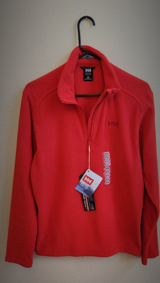 Helly Hansen Mens Red 1/4 Zip Fleece Pullover Sweater Size Medium Long Sleeve