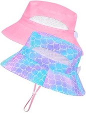 2pcs Baby Sun Hat Toddler Girls Bucket Hat for Kids UPF 50 Sun Protective
