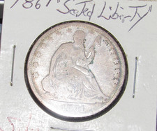 Silver 1861 Seated Liberty Half Dollar 50C Civil War Era 1/2 Dollar