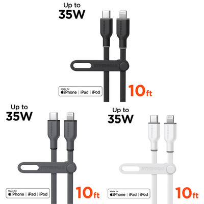 HyperGear Flexi PRO USB-C Cable 10ft Durable for Super-Fast Charging iPhone