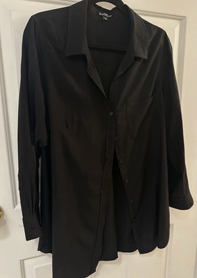 Women s Black NWOT Velvet Heart 1X Long Sleeve Button Up Dress Shirt
