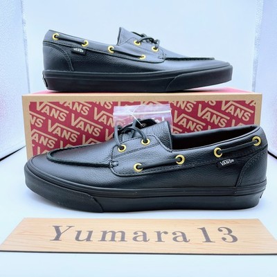 Vans 2 Eyelet Boat Shoe Leather Black VN000Z11CJK Men's Size | eBay