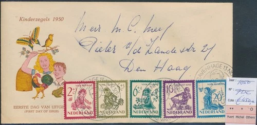 LS74592 Netherlands 1950 youth stamps cv 450 EUR FDC used