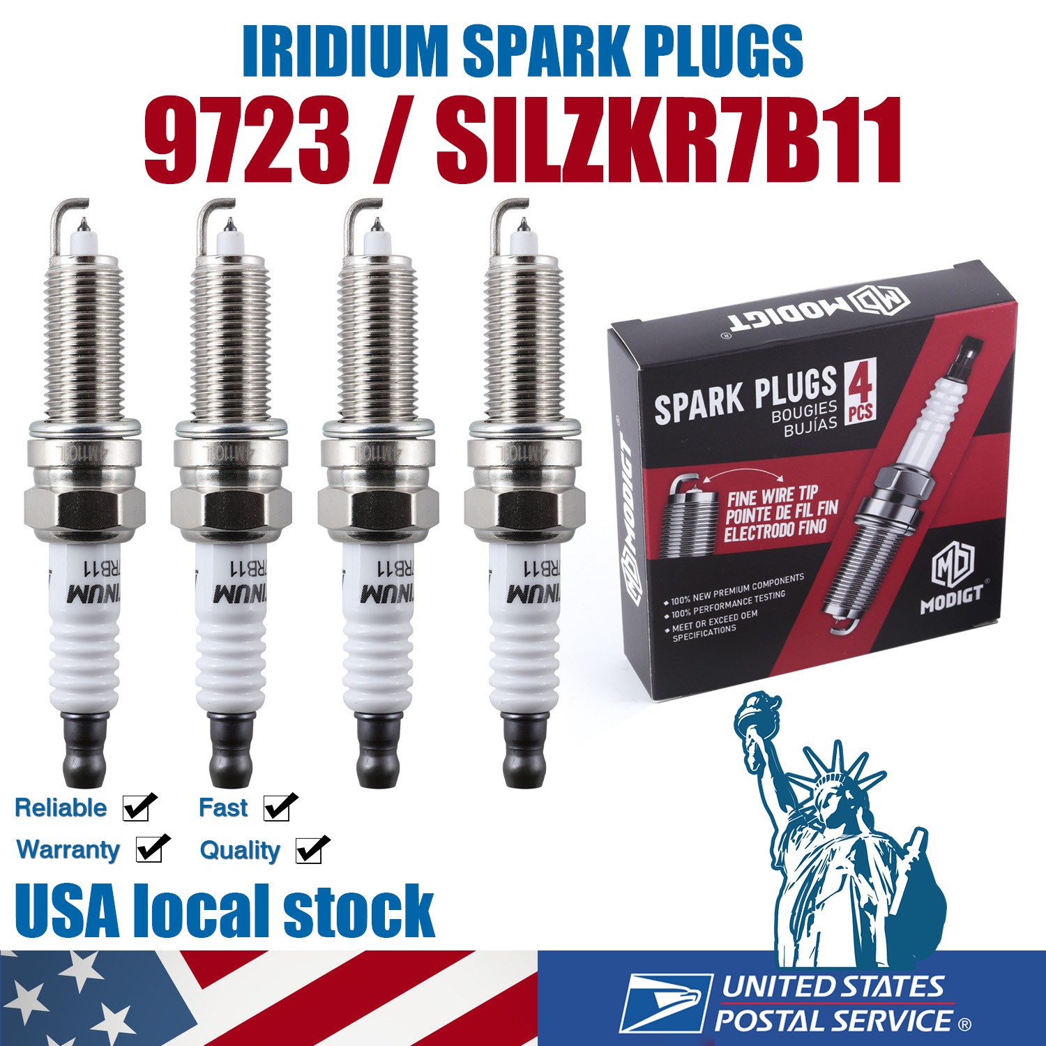 4PCS For NGK 9723 Spark Plugs - Iridium SILZKR7B11 1884611070 for Hyundai Tucson