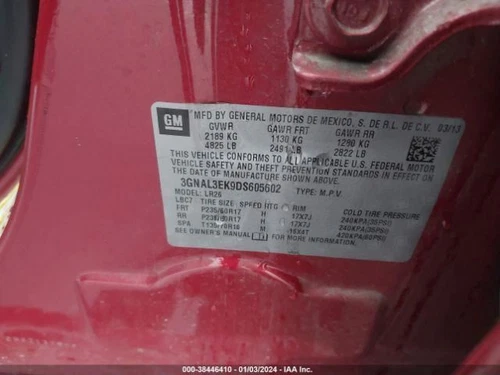 Driver Left Tail Light Fits 13-15 CAPTIVA SPORT 1239775 - Picture 10 of 11