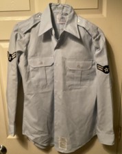 US Air Force Shirt 15 1/2 X 33 Blue 1550 Long Sleeve Dress Service AMN Uniform