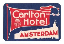 x0492 Carlton Hotel AMSTERDAM Netherlands luggage label Kofferaufkleber