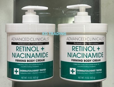 (2-Pack) ADVANCED CLINICALS ~RETINOL + NIACINAMIDE Hyaluronic Firming BODY CREAM