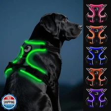 Joytale Light Up Dog Harness, No Pull Dog Harness USB Rechargeable for Night 