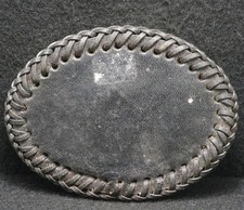 XB17152 SWEET VINTAGE 1970s  BLANK  LEATHER FASHION ARTWORK UNISEX BELT BUCKLE