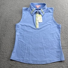 Kilo Tango Sleeveless Golf Polo Womens Large Blue Lime Trim Pickleball USA Made