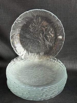 Set 6~Glass Arcoroc France Fleur  Salad Plates Flowers Stems Floral See Desc