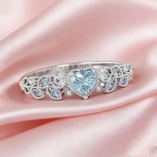 Silver Ring Heart Opal Ring Jewelry For Woman Small and Exquisite - Image 5