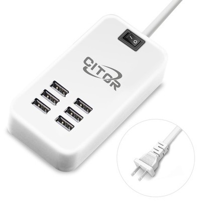 Multi USB Charger, 6 Port Charging Station for Multiple Devices, white
