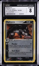 2007 POKEMON EX POWER KEEPERS REVERSE HOLO #18/108 MIGHTYENA CGC 8