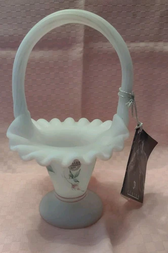 FENTON ART GLASS HANDPAINTED SIGNED  BASKET