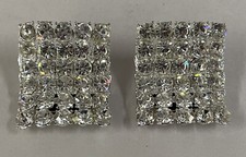 Vintage TipToe Art Deco Rhinestone Silver Tone Tip Toe Signed SHOE CLIPS Large