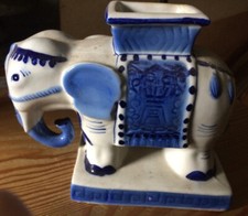 Elefant Porzellan blau weiß Indien Pflanze Feng Shui Geschenk NEU