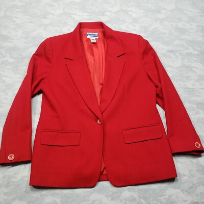 Pendelton Wool Blazer Womens 10 Red One Button Made In USA
