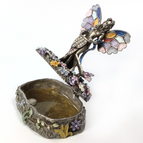 Schmuckstück Fee Schmuckschatulle, Faberge Figur, mit Kristallen in Antiksilber - Bild 5 von 6