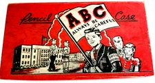 1940s Hasbro ABC Pencil Case with supplies. NOS