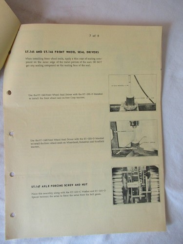 1962 Cockshutt 1800 1900 tractor STS-148 tool kit service bulletin brochure - Picture 7 of 8