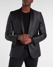 NEW EXPRESS 248 BLACK SLIM X JACQUARD TUXEDO BLAZER JACKET SZ 36R