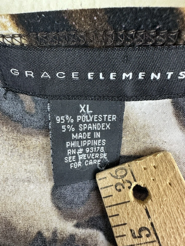 Blusa Grace Elements Top Mujer XL Estampado Animal Sin Mangas Cuello Redondo Elastizada Foto 3 de 4