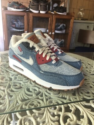 Nike Air Max 90 x Levi's Sherpa Washed Denim Sneakers, Size 12 708279-988