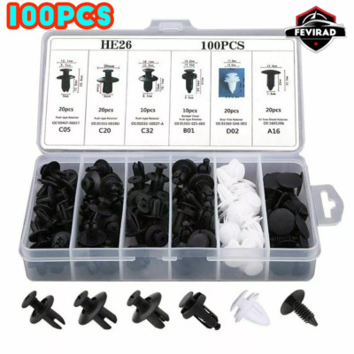 Car Retainer Clip 100 PCS Auto Plastic Fasteners Kit Push Trim Pin Rivet Bumper