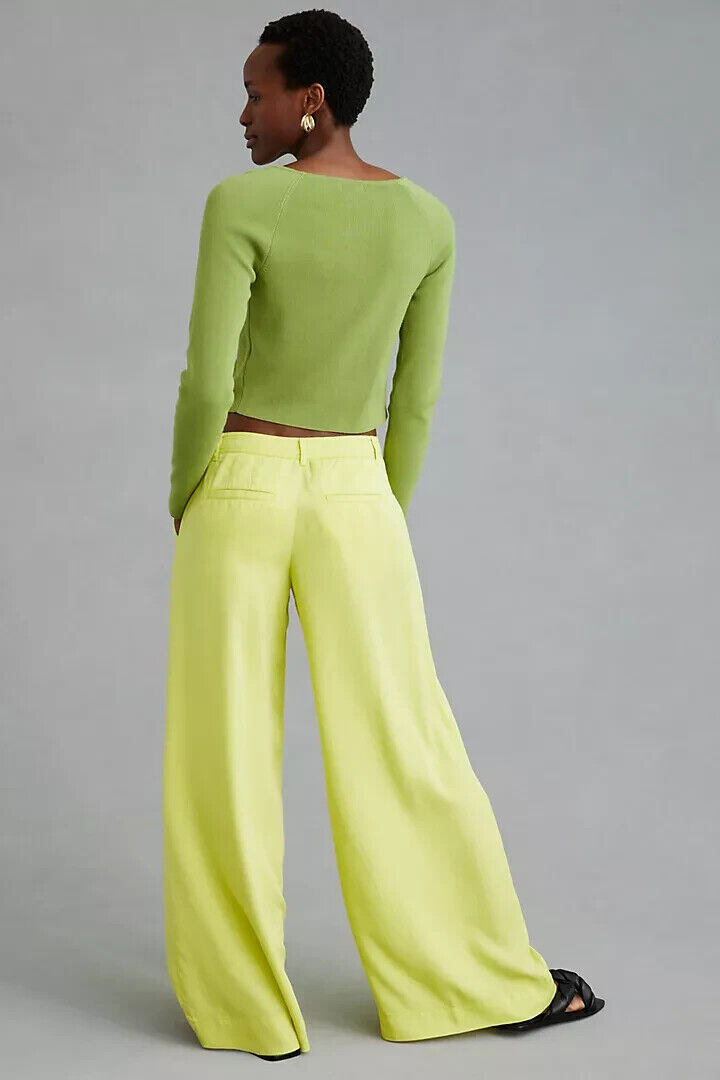 ボトムスその他 Golden Wide-leg light green wool trousers NWT Anthropologie Low-Rise Wide-Leg Pants Trousers Light