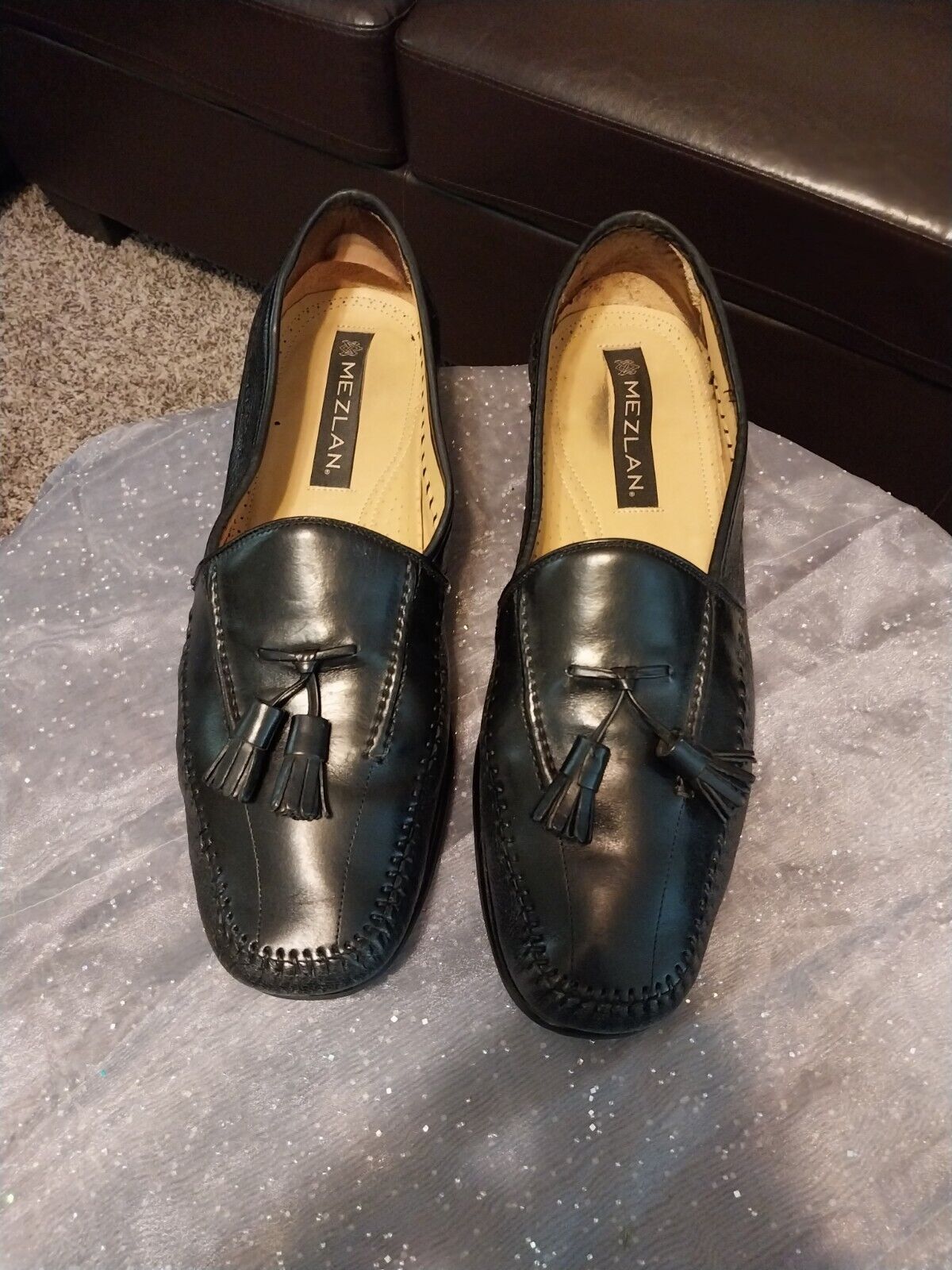 Mens Mezlan Pre-owned Slip-on Shoe Size 12M Black… - image 1