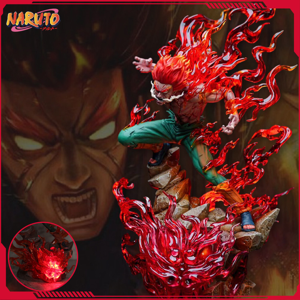 Figurine lumineuse Naruto Might Guy 28 cm statue LED sans piles pour étagère sombre