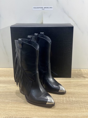Ash texano Donna elison pelle nera frange casual boot 36 - Foto 7 di 7